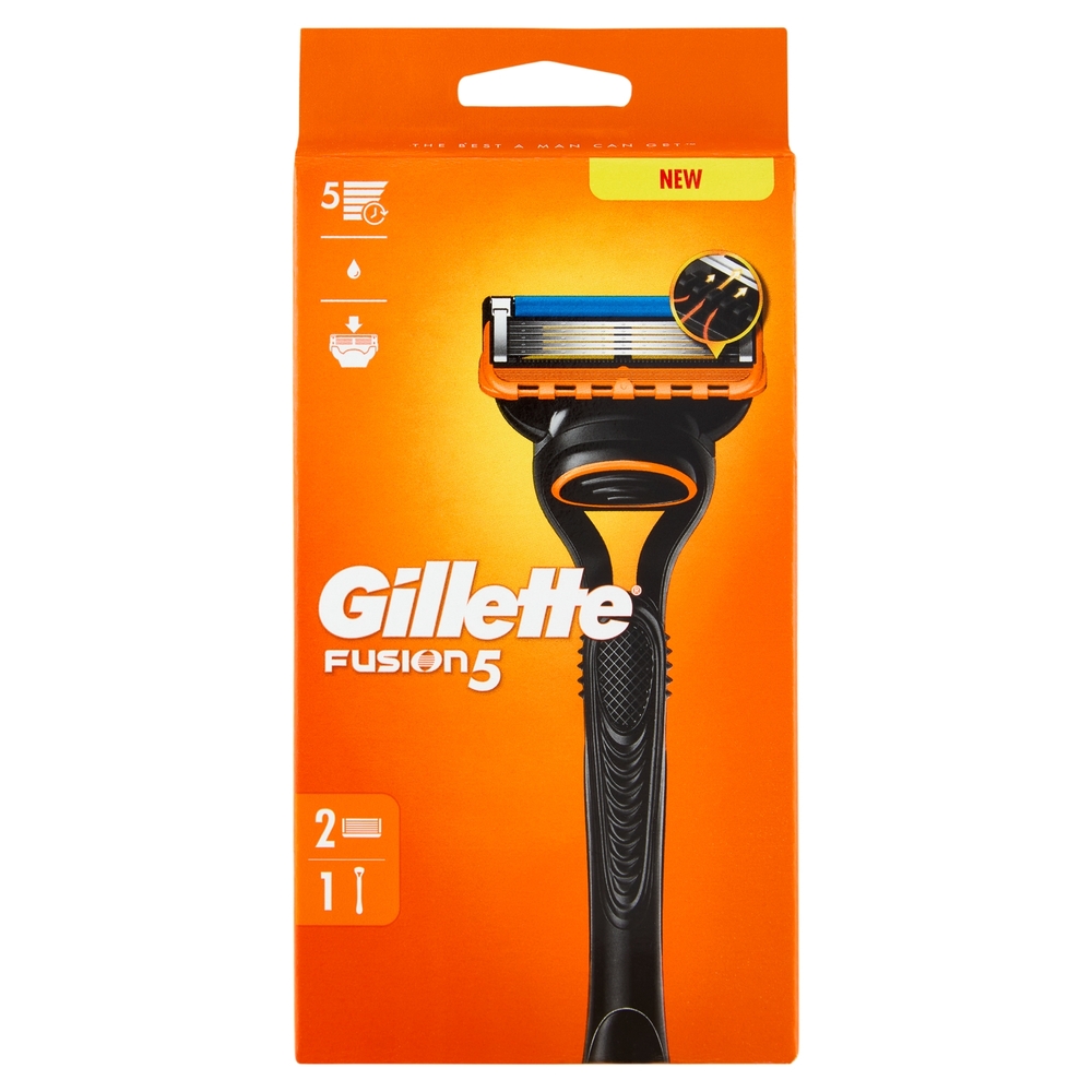 Gillette Fusion5 Rasoio da Uomo a 5 Lame, 1 Manico + 2 Lamette